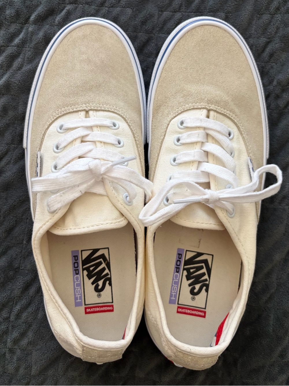 Vans Beige and Blue Low-Top Canvas Sneakers - Picture 3 of 6